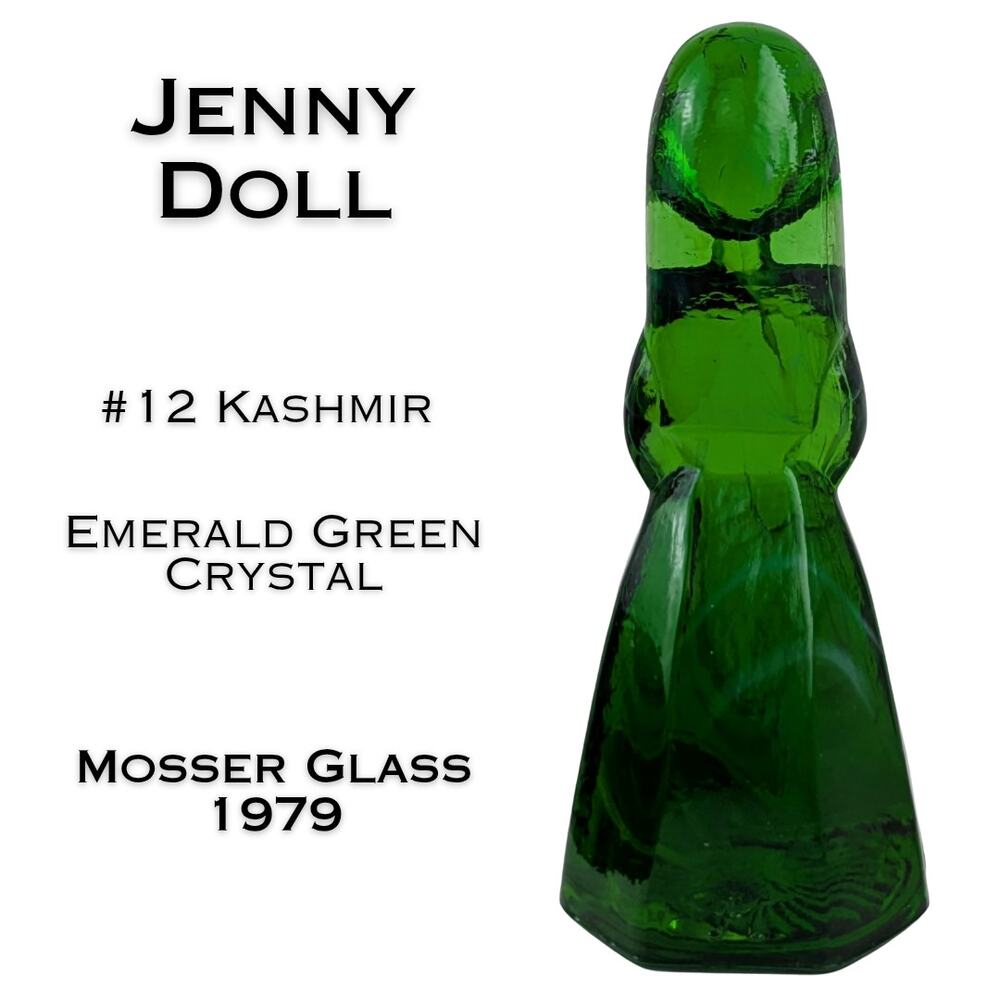 Mosser Glass Jenny Doll Kashmir #12 1979 Emerald Green Crystal Glass Figurine
